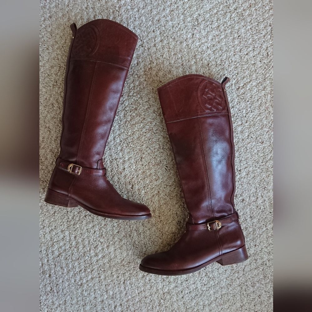 TORY BURCH chestnut brown Leather Riding Boots size 7M - Picture 2 of 12